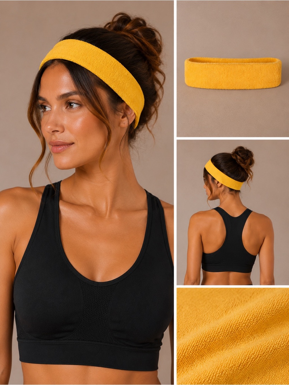 NEW Yellow Cotton Sports Athletics Working Out Headband Accessory